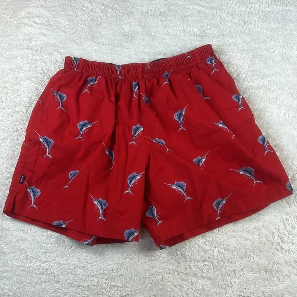 Polo‎ Sport red swordfish print swim trunks, XL